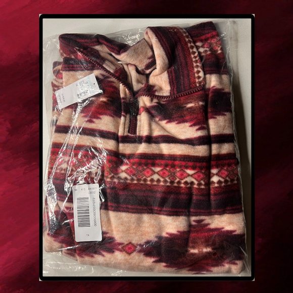 Maurice's Plus Size Geo Print 1/1 Zip Fleece Sweatshirt 1X & 2X - Picture 7 of 12